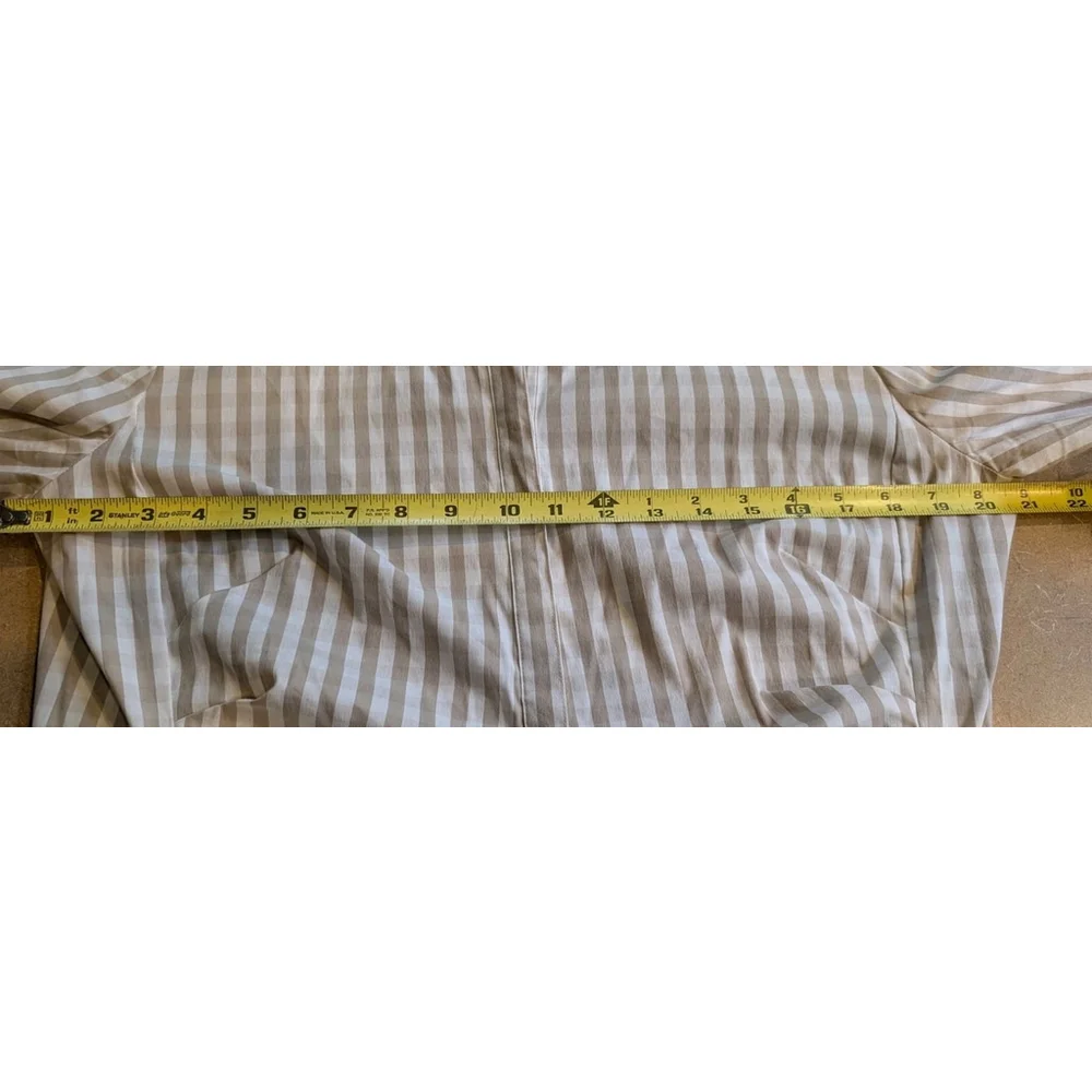 Lafayette 148 New York Lehigh Button Up Blouse Size 12 Gingham Check Ruched Tan - Picture 5 of 8